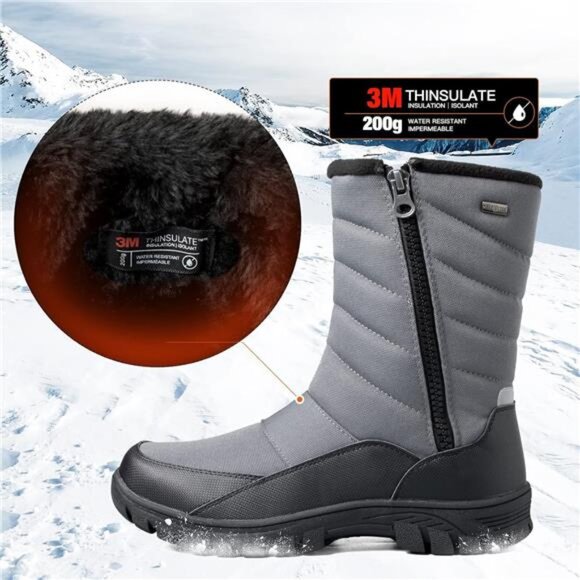 Men\'s Winter Snow Boots Waterproof Insulated Mid-Calf Boots